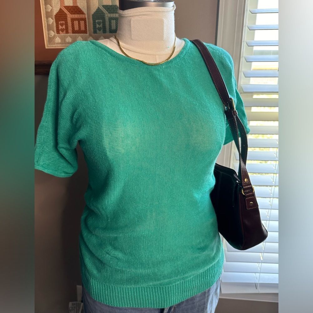 Talbots Teal 100% Linen sweater.